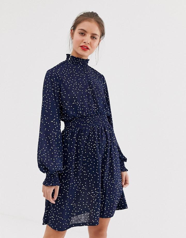 Vila Printed High Neck Dress-multi