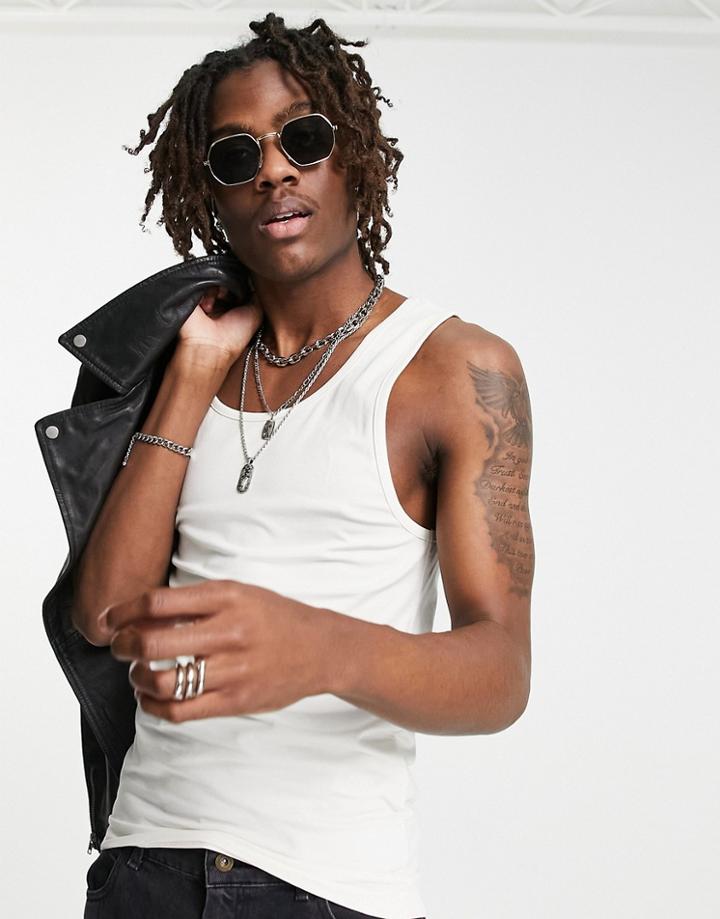 Asos Design Muscle Fit Tank Top In Off White - Part Of A Set