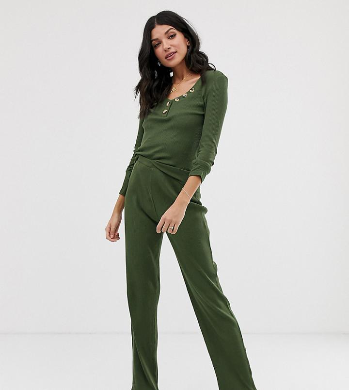 Asos Design Tall Mix & Match Lounge Ribbed Pants-green