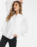 Y.a.s Textured Top With Gathered Cuffs - White
