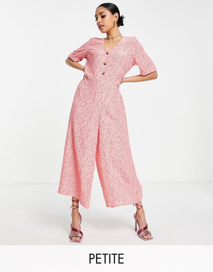 Nobody's Child Petite Wide Leg Jumpsuit In Pink Squiggle Print