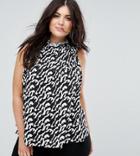 Asos Curve Swing Top With Ruched Neck In Animal Print - Multi