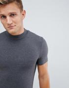 Asos Design Muscle Fit Turtleneck T-shirt With Stretch In Gray - Gray