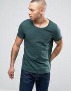 Asos Scoop Neck T-shirt In Green - Green