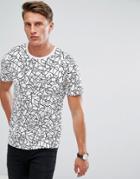 Jack & Jones Premium Crew Neck T-shirt In Scribble Print - White