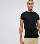 Asos Tall T-shirt With Roll Sleeve - Black