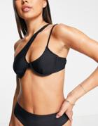 4th & Reckless Cinder Underwired One Sholder Slash Bikini Top In Black