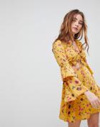 Glamorous Tea Dress With Cut Out In Floral Print