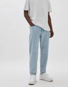 Pull & Bear Straight Leg Jeans In Blue-blues