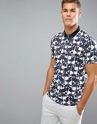 Ted Baker Polo Shirt In Palm Print - White