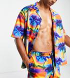 Collusion Recycled Palm Print Shorter Length Swim Short In Multi