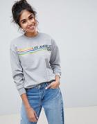 Asos Design Sweatshirt With L.a. Print - Gray