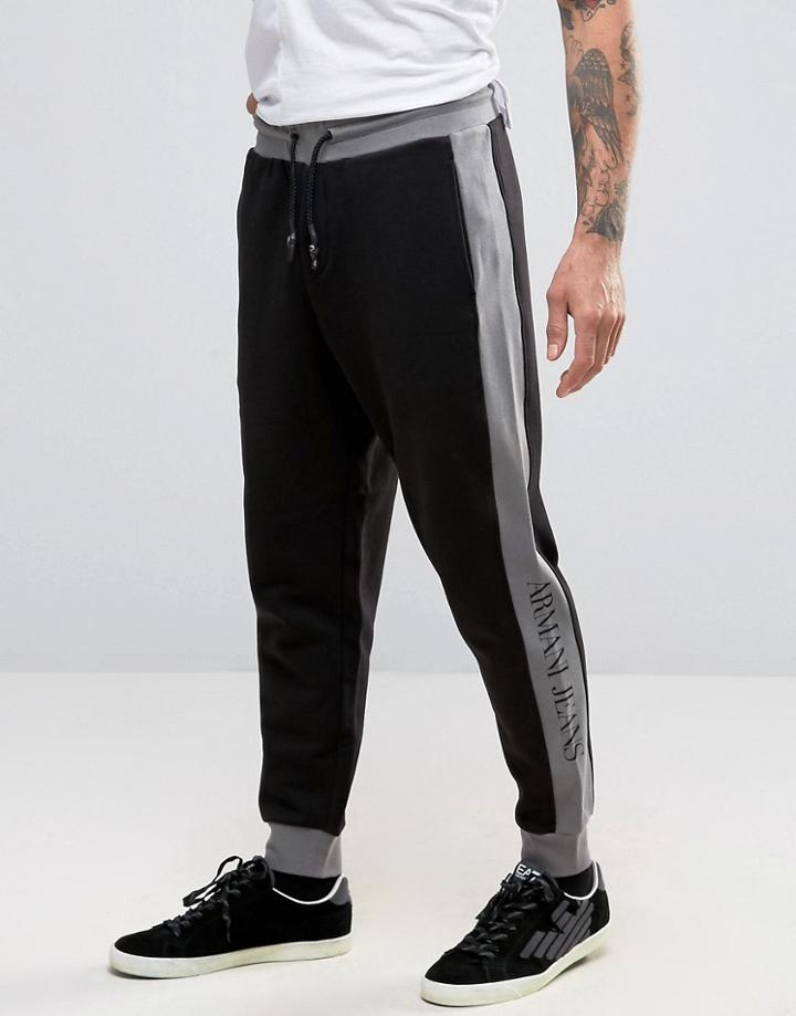 Armani Jeans Sweatpants With Contrast Panel - Black