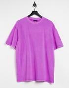 Asos Design Super Oversized T-shirt In Neon Purple Wash