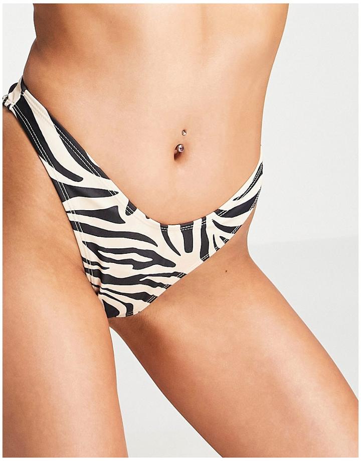 Public Desire High Leg Bikini Bottoms In Tiger Print-multi