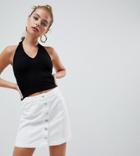 Asos Design Petite Wrap Top In Rib With Halter Neck In Black - Black