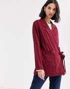 Native Youth Wrap Front Blazer In Satin Co-rd-red