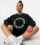 Asos Weekend Collective Curve Oversized Sweatshirt With Logo In Black