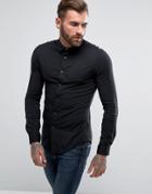 Asos Super Skinny Viscose Shirt In Black - Black