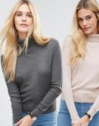 Asos Sweater With High Neck In Rib 2 Pack - Multi