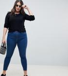 Asos Design Curve Ridley High Waist Skinny Jeans In Lisbeth Wash - Blue