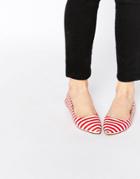London Rebel Stripe Point Flat Shoes - Red