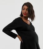 Asos Design Maternity Oversized Tunic With V-neck In Black - Black