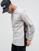 Asos Oversized Long Sleeve T-shirt With Elastic Detail - Gray