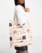 Asos Design Cotton Shopper Bag In Bum & Boob Print - Multi