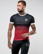 11 Degrees T-shirt In Black With Burgundy Fade - Black