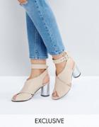 The March Nude Silver Heeled Sandals - Beige
