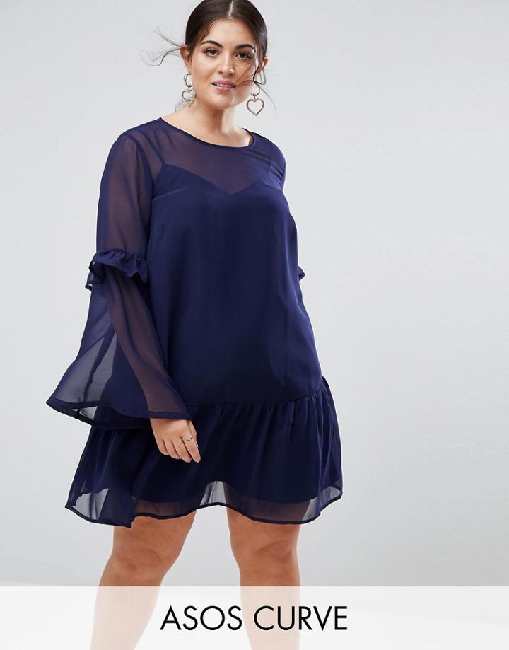 Asos Curve Easy Smock Dress - Navy