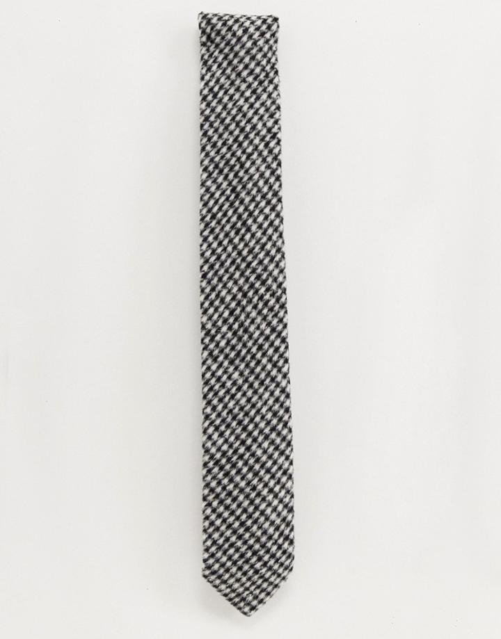 Gianni Feraud Flannel Dog Tooth Tie - Black