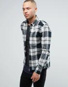 Religion Regular Fit Shirt With Zip Through In Check Cotton - Black