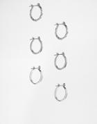 Asos Pack Of 3 20mm Hoop Earrings - Silver