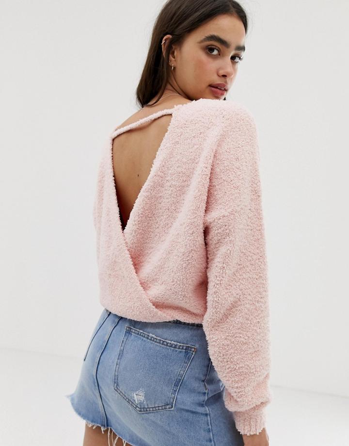Hollister Supersoft Sweater With Wrap Back Detail - Pink