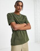 Asos Design Relaxed Fit Heavyweight T-shirt In Khaki-green
