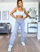 Asos Design Mid Rise '90's' Straight Leg Jeans In Washed Lavender-purple