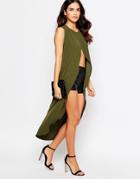 Rare Longline Wrap Front Top - Green