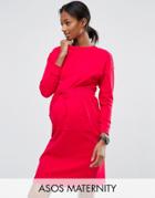 Asos Maternity Sweat Dress With Kangaroo Pocket - Red
