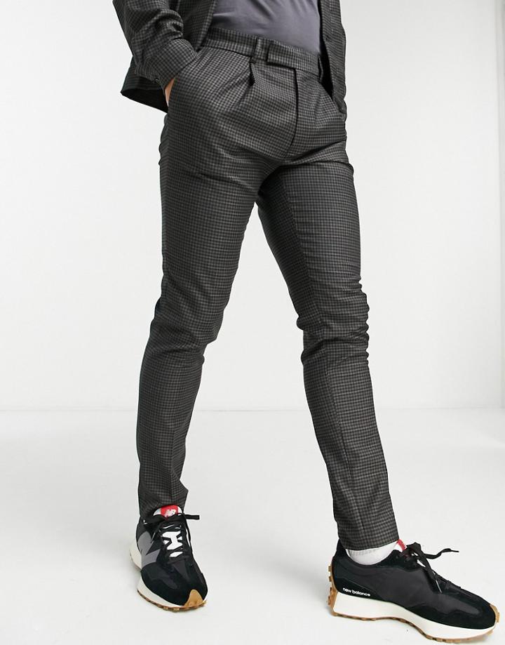 Asos Design Smart Skinny Pants In Burgundy Mini Check-red