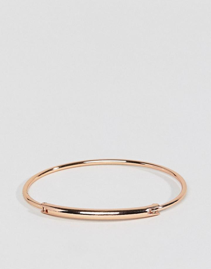 Asos Design Sleek Tube Bar Hinge Cuff Bracelet - Copper