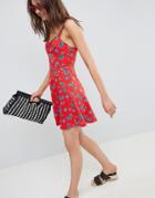 Asos Mini Cotton Sundress With Cups In Floral Print-multi