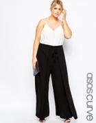 Asos Curve Pant With Tie Wrap Front - Black