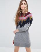 Vanessa Bruno Athe Knitted Sweater Dress With Fringing - Gray
