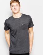Bellfield Crew Neck T-shirt With Front Pocket - Charcoal