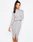 Missguided Pencil Shirt Dress - Gray