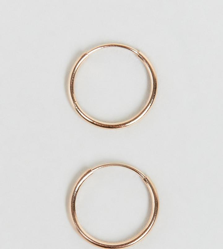 Asos Rose Gold Plated Sterling Silver 9mm Hoop Earrings - Copper