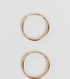 Asos Rose Gold Plated Sterling Silver 9mm Hoop Earrings - Copper