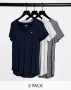 Hollister V Neck T-shirt 3-pack In Multi